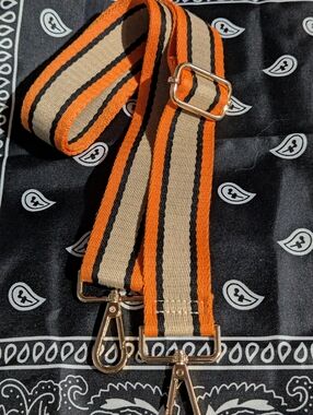 Striped Orange Black and Tan Adjustable Bag Strap